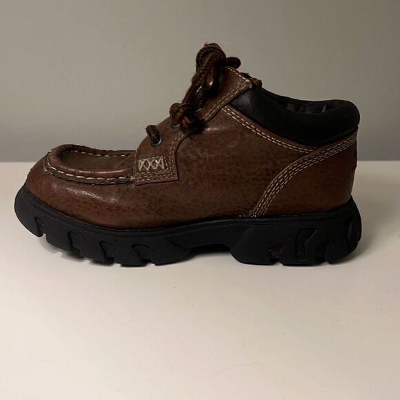 Carter's Toodler Brown Faux Leather Chunky Platform Lace Up Ankle Boot 12-18 Mos - Picture 6 of 9